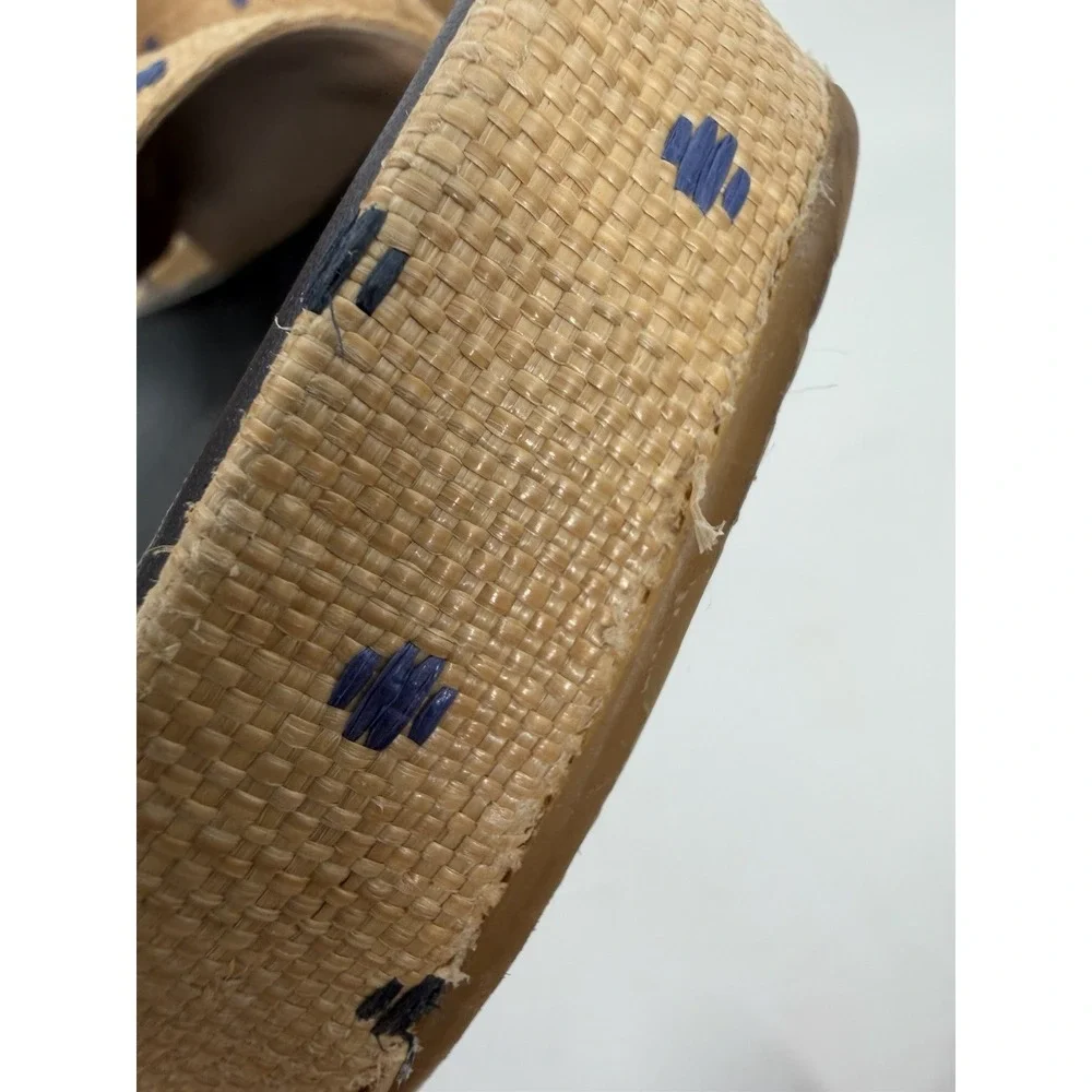 Kate Spade Breeze Raffia Platform Slide Sandals 8.5 B Coastal Resort Vacation